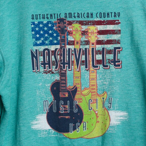 Nashville Tennessee Hoodie Mens Medium Teal Country Music Full Zip - Picture 8 of 8